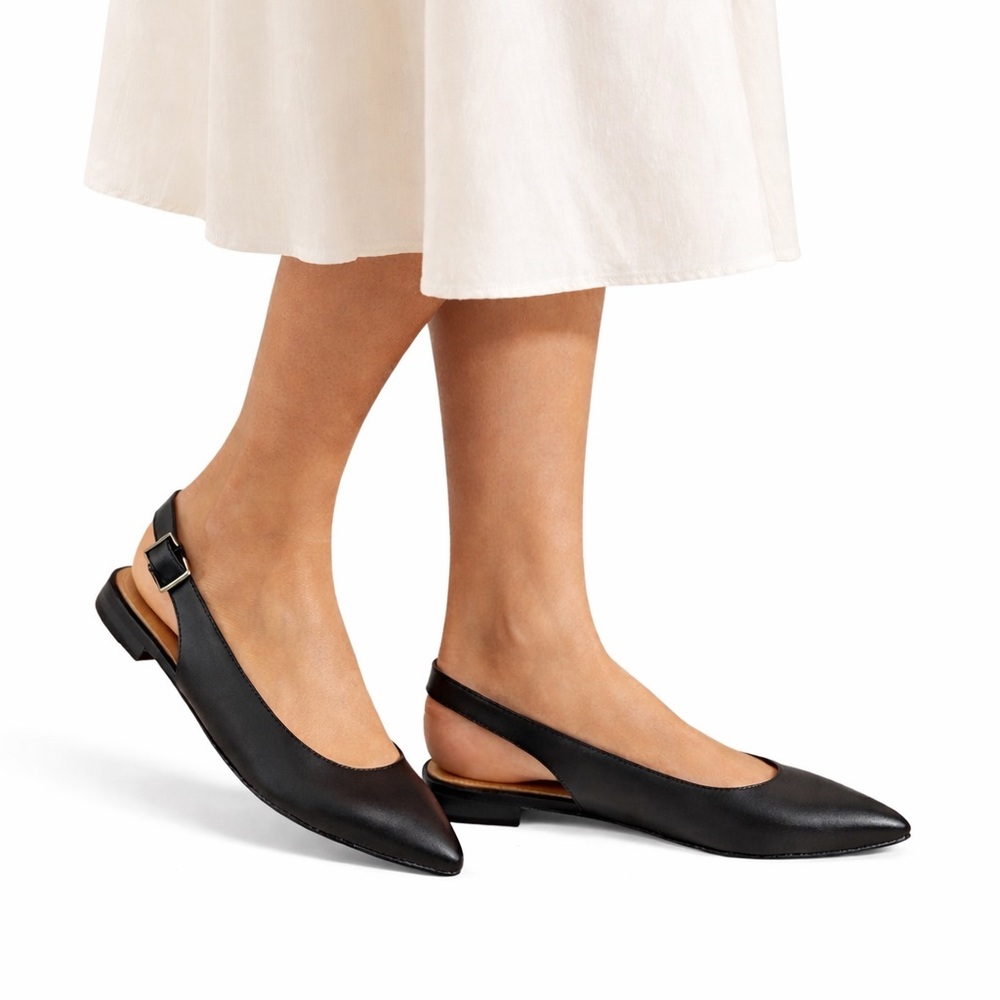 Vionic Jade Pointed Toe Sling Back Black Napa Lea… - image 1